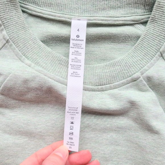 Lululemon Scuba Crew Neck Pullover Sweater in Heathered Springtime Green Size 4 - Picture 10 of 10